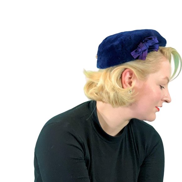 Vintage 1960s Faux Fur Hat Mod Colby Blue Round Cap main image 7